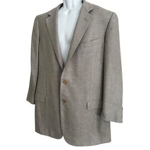 ERMENEGILDO ZEGNA MEN BLAZER CASHMERE SILK RET $2245 TAN HERRINGBONE ITALY *READ